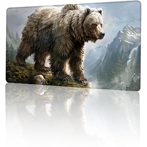 Grau Mauspad, Bär Gaming Mauspad XXL 90 x 40 cm Mousepad, rutschfeste Gummibasis Schreibtischunterlage, Vernähte Kanten Mauspad Groß, Wasserdicht Mauspad für Geschenk PC Home Office Geschenk T-4389 von GUKUGEKO