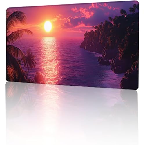 Lila Mauspad, Meer Gaming Mauspad XXL 1200 x 600 x 3 mm Mousepad, rutschfeste Gummibasis Schreibtischunterlage, Vernähte Kanten Mauspad Groß, Wasserdicht Mauspad für PC Home Office Geschenk T-87 von GUKUGEKO