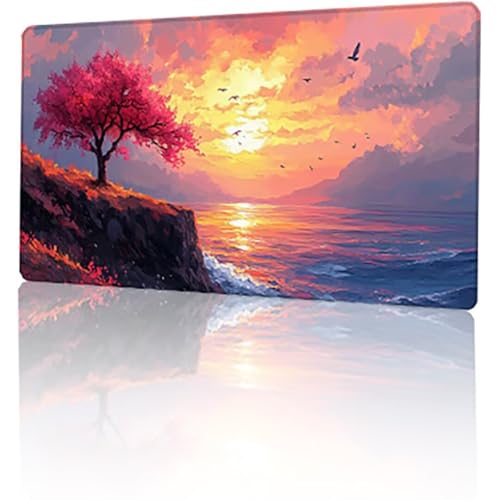 Rosa Mauspad, Baum Gaming Mauspad XXL 1200 x 600 x 3 mm Mousepad, Rutschfeste Gummibasis Schreibtischunterlage, Vernähte Kanten Mauspad Groß, Wasserdicht Mauspad für PC Home Office Geschenk T-6087 von GUKUGEKO