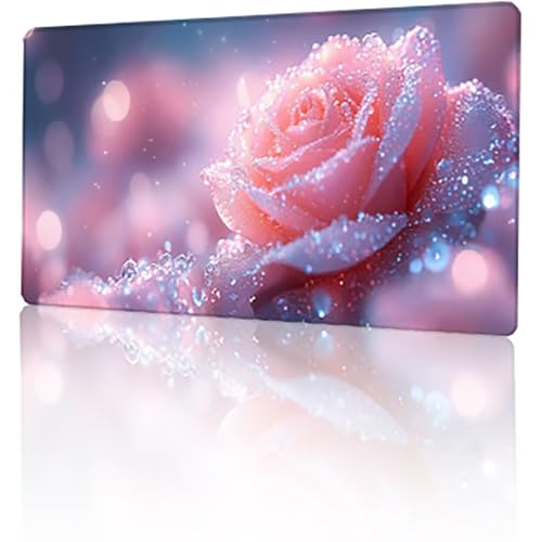 Rosa Mauspad, Rose Gaming Mauspad XXL 120 x 60 cm Mousepad, rutschfeste Gummibasis Schreibtischunterlage, Vernähte Kanten Mauspad Groß, Wasserdicht Mauspad für PC Home Office Deko Geschenk T-791 von GUKUGEKO