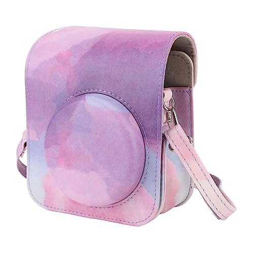 GULEEK für Fujifilm Polaroi d MIN I 12 PU Leder Kamera Aufbewahrungstasche Polaroi d Schutztasche Mehrfarbiger Multifunktionsgurt (Verträumte Wolke) von GULEEK