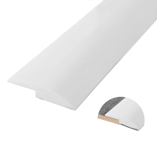 Selbstklebend Schwellenstreifen 1.0/2.0/3.0 m, Vinyl Wasserdicht Abdeckleiste, Boden&Teppich Laminat ÜBergangsprofil für SchwellenüBergänge von 3.0/5.0 mm HöHe(White,3.0mm x 1.0m) von GUOGLZ