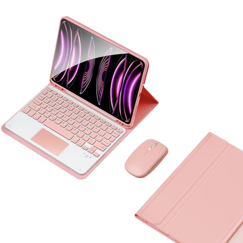 GUPENAA Tastatur Hülle für Samsung Galaxy Tab S8 Plus/S8+/S7 FE/S7+/S7 Plus 12.4'', Magnetische Abnehmbare Kabellose Bluetooth-Tastatur mit S-Pen-Halterung,Rosa von GUPENAA