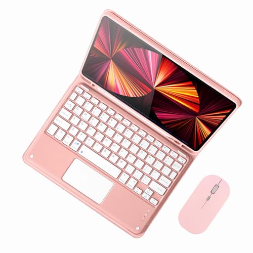 GUPENAA Tastatur Hülle für iPad Mini 6. Generation 8,3 Zoll 2021 mit Touchpad, Integrierter Bleistifthalter, Magnetische Abnehmbare Kabellose Bluetooth-Tastatur mit Maus,Rosa von GUPENAA