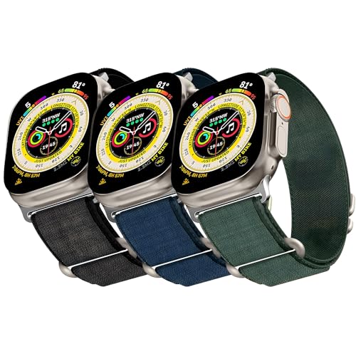 3 Stück Alpine Loop Kompatibel mit Apple Watch Armband 45mm 44mm 49mm 42mm für Damen Herren, Nylon Sport Loop Geflochten Sportarmband für iWatch Ultra SE Series 9 8 7 6 5 4 3 2 1 von GURINA