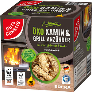 GUT&GÜNSTIG Kamin- & Grillanzünder braun 32 St. von GUT&GÜNSTIG