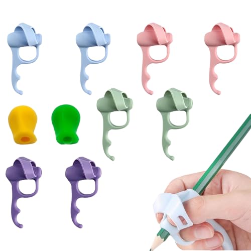 GUTERTOP 10 Stück Schreibhilfe für Stift Kinder Dicke Stifte, Silikon Stifthalter Kinder Hilfe, Stifthaltung Kinder Hilfsmittel für Rechts und Linkshänder für Vorschulkinder Erwachsene von GUTERTOP