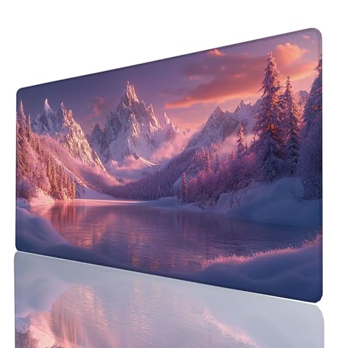 Mauspad Schneeberg, Gaming Mauspad XXL 1200 x 600 x 3mm, Großes Schreibtischunterlage See, Mousepad Rutschfeste Wasserdichte Verbessert Geschwindigkeit und Präzision für Büro Gaming Tisch Deko GYL1099 von GUUOYUAL