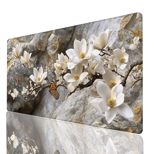 Schreibtischunterlage, Blume Mauspad XXL 1200 x 600 x 3mm, Erweitertes Gaming Mauspad mit Genähten Kanten, Rutschfeste Wasserdichte Gummiunterseite Mousepad Pflanzen, Gaming Zubehör Tisch Deko GYL-469 von GUUOYUAL