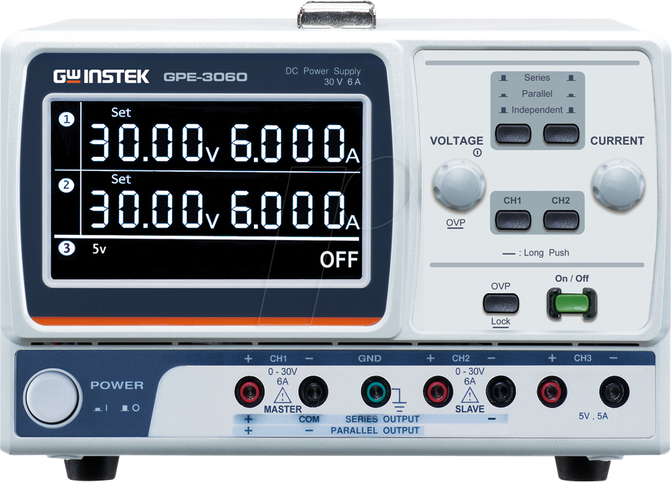 GPE-3060 - Labornetzgerät, 0 - 30 V, 0 - 6 A, 385 W, 3 Kanäle, linear von GW-INSTEK