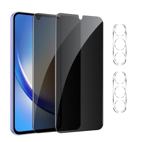 【4 Stück】Sichtschutz Schutzfolie für Samsung Galaxy A34,Privacy Panzer Schutz glas，[2* Anti-Spy Schutzglas + 2* Kameraschutz] Anti-Peeping Sichtschutzfolie，Anti-Spy Schutzglas von GXAYZ