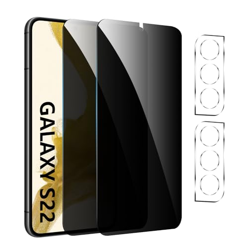 【4 Stück】Sichtschutz Schutzfolie für Samsung Galaxy S22 Plus,Privacy Panzer Schutz glas，[2* Anti-Spy Schutzglas + 2* Kameraschutz] Anti-Peeping Sichtschutzfolie，Anti-Spy Schutzglas von GXAYZ