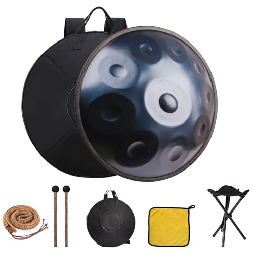 Handpan Trommel D-Moll 440 Hz, 10 Noten, Professionelles Stahl Perkussionsinstrument Mit Weicher Tasche-Blau||432 von GXQFF