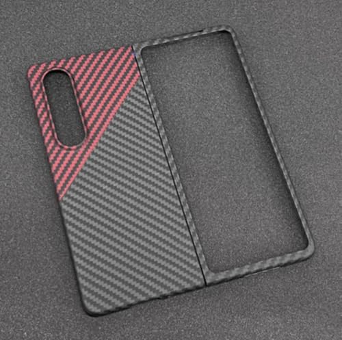 Echte Carbonfaser-Hülle für Samsung Galaxy Z Fold 4, Aramidfaser für Z Fold 5, ultradünne Telefonabdeckung, Rot Schwarz Groß, für Z Fold 4 von GXZJFC