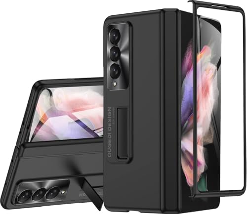 Für Samsung Galaxy Z Fold 3 Hülle, Ganzkörper-Scharnierschutz, Ultradünne PC-Abdeckung, Eingebauter Displayschutz, Handyhüllen, Schwarz, Für Samsung Galaxy Z Fold 3 von GXZJFC