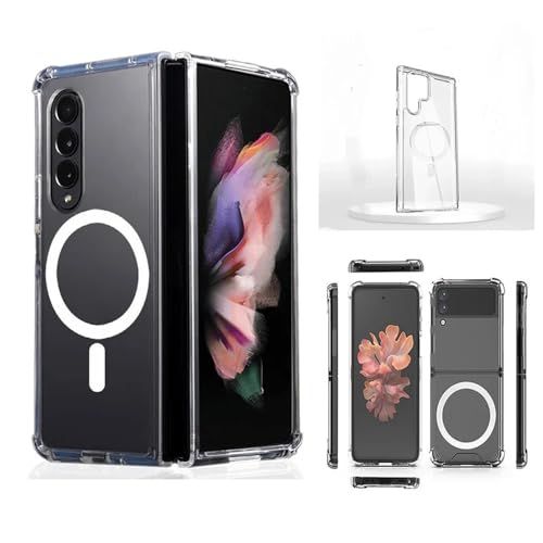 Für durchsichtige magnetische Hülle für Samsung Galaxy Z Fold 2 3 4 5 Handyhülle für Galaxy Z Flip 4 Cover, transparent, für Samsung Z Fold 4 von GXZJFC