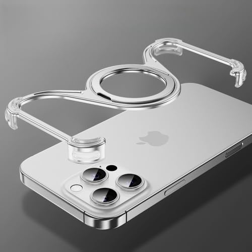 GXZJFC Magnetische Telefonhülle aus Aluminiumlegierung für iPhone 14 15 16 13 Pro Max Metallhalter Rahmenlose Kühlabdeckung, Silber, für iPhone 13 Pro von GXZJFC