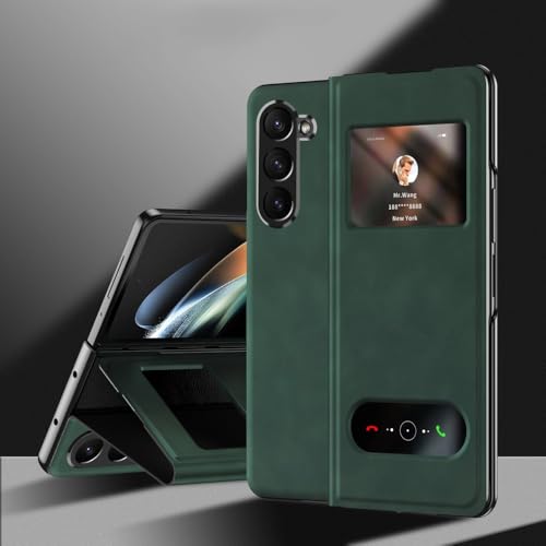 Leder-Hartschale für Z Fold 6 Handyhülle für Samsung Galaxy Z Fold 6 5 4 3 Fold6 Fold5 Fold4 Fold3 Cover, grün, für Samsung Galaxy Z Fold5 von GXZJFC