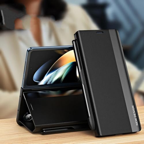 Magnetischer Holster-Stiftschlitz mit Stift-Telefonhülle für Samsung Galaxy Fold6, Klapphülle für Galaxy Z Fold 5 4 2 3, Schutzhülle, schwarzer Zubehörstift, für Samsung Z Fold6 von GXZJFC