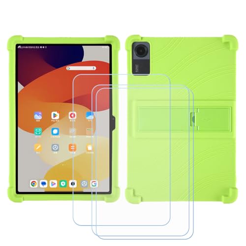 GYDQQKJ Displayschutz + Hülle für Doogee T30E,Grün Cover TPU Handyhülle Silikon Tasche Case Schutzhülle + [3 Tabletten ] HD Schutzfolie Disschutzfolie (11.0") - Grün von GYDQQKJ