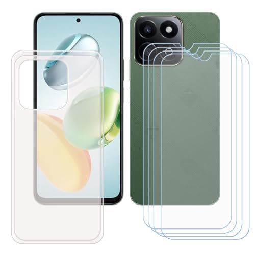 GYDQQKJ Displayschutz + Hülle für Honor 200 Smart,Semi-Transparent Cover TPU Handyhülle Silikon Tasche Case Schutzhülle - 4 Stück Gehärtetes Glas Schutzfolie für (6.77") von GYDQQKJ