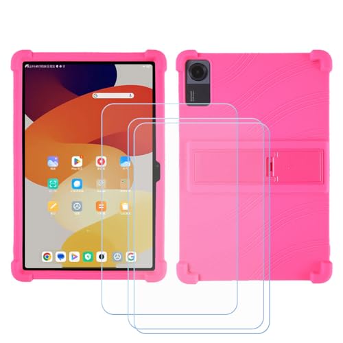 GYDQQKJ Displayschutz + Hülle für Lenovo Yoga Tab Plus,Rosenrot Cover TPU Handyhülle Silikon Tasche Case Schutzhülle + [3 Tabletten ] HD Schutzfolie Disschutzfolie (12.70") - Rosenrot von GYDQQKJ