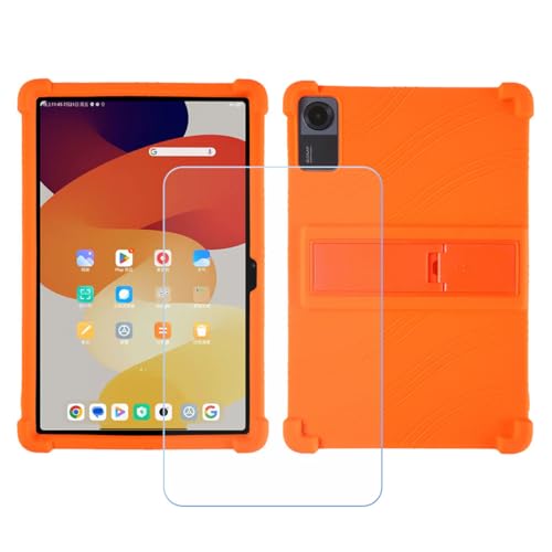 GYDQQKJ Displayschutz + Hülle für TCL Tab 11 FE,Orange Cover TPU Handyhülle Silikon Tasche Case Schutzhülle - HD Schutzfolie Anti-Fall Disschutzfolie (11.0") - Orange von GYDQQKJ