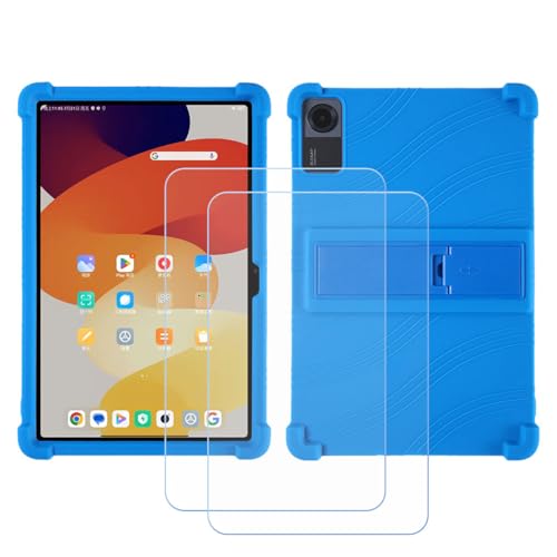 GYDQQKJ Displayschutz + Hülle für TCL Tab 8 Gen 2,Blau Cover TPU Handyhülle Silikon Tasche Case Schutzhülle + [2 Tabletten ] HD Schutzfolie Disschutzfolie (8.70") - Blau von GYDQQKJ