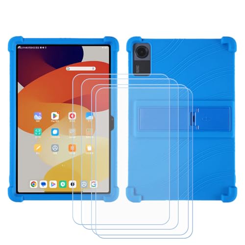 GYDQQKJ Displayschutz + Hülle für TCL Tab 8 Gen 2,Blau Cover TPU Handyhülle Silikon Tasche Case Schutzhülle + [4 Tabletten ] HD Schutzfolie Disschutzfolie (8.70") - Blau von GYDQQKJ