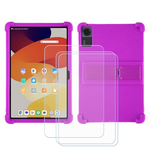 GYDQQKJ Displayschutz + Hülle für Xgody Tablet Android 13,Lila Cover TPU Handyhülle Silikon Tasche Case Schutzhülle + [3 Tabletten ] HD Schutzfolie Disschutzfolie (10.0") - Lila von GYDQQKJ