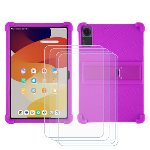 GYDQQKJ Displayschutz + Hülle für Xgody Tablet Android 13,Lila Cover TPU Handyhülle Silikon Tasche Case Schutzhülle + [4 Tabletten ] HD Schutzfolie Disschutzfolie (10.0") - Lila von GYDQQKJ