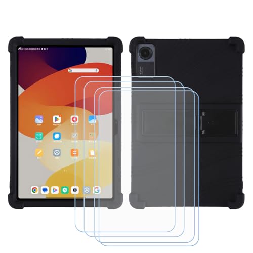 GYDQQKJ Displayschutz + Hülle für Xgody Tablet Android 13,Schwarz Cover TPU Handyhülle Silikon Tasche Case Schutzhülle + [4 Tabletten ] HD Schutzfolie Disschutzfolie (10.0") - Schwarz von GYDQQKJ