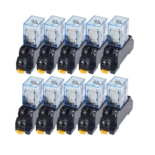 10Pcs Relay LY2NJ DC12V DC24V AC110V AC220V Small relay 10A 8 Pins Coil DPDT With Socket Base GYEWRIVMO(AC,48V) von GYEWRIVMO