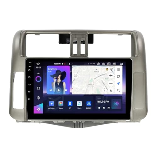 Doppel Din 9 Zoll Android 14 Autoradio für Toyota Land Cruiser Prado 150 2009-2013 mit Wireless Carplay AHD Rückfahrkamera Bluetooth Lenkradsteuerung GPS Navigation (T100 [2+32G]) von GYFGRTQ