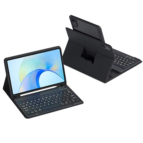 GYSDCAZ Spanische Ñ-Tastaturhülle für Honor Pad X9 29,8 cm (11,5 Zoll) 2023, 360° drehbare magnetische Hülle mit abnehmbarer Tastatur, Schwarz von GYSDCAZ