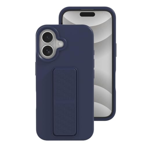 GZQHAZYW-Schlanke Schutzhülle für iPhone 16/16 Pro/16 Plus/16 Pro Max, Handschlaufe, Faltbarer Ständer, Fallschutz, Flüssigsilikon-Hülle, 16 Plus, Blau von GZQHAZYW