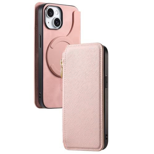 GZQHAZYW-Schutzhülle für iPhone 16ProMax/16Plus/16Pro/16, Kartenschlitz, Separate Hülle, magnetisch, Business-Leder, Ständer, Folio-Abdeckung, Rosa, 16 Pro Max von GZQHAZYW