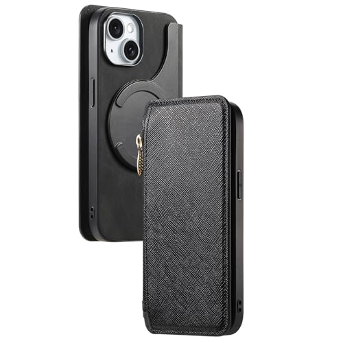 GZQHAZYW-Schutzhülle für iPhone 16ProMax/16Plus/16Pro/16, Kartenschlitz, Separate Hülle, magnetisch, Business-Leder, Ständer, Folio-Hülle, Schwarz, 16 Plus von GZQHAZYW