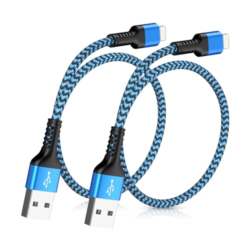 iPhone Ladekabel Kurz 0.3M 2Pack, Apple MFi Zertifiziert Ladekabel iPhone 30cm USB A auf Lightning Kabel, Nylon Original iPhone Schnellladekabel für iPhone 14 13 12 11 Pro Max Xs Xr X 8 7 Plus SE von Gaef