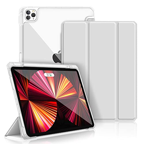 Gahwa Hülle Kompatibel mit iPad Pro 11” 2022/2021/2020/2018, Ultradünn Schutzhülle mit Stifthalter (Unterstützt 2. Gen Pencil Lade), Smart Case mit Auto Schlafen/Wachen und Trifold Ständer - Grau von Gahwa