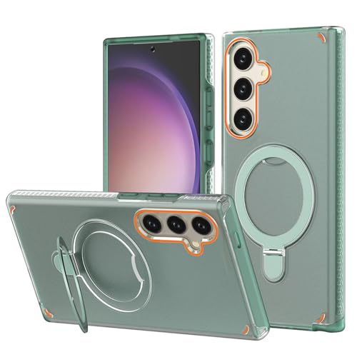 Galful Magnetisch Ständer für Samsung Galaxy S25 Plus Hülle Handyhülle Samsung Galaxy S24 Plus Case mit Unsichtbarem Ständer Matt Schutzhülle Hart PC Rückseite Hardcase Kratzfeste Cover-Grün von Galful