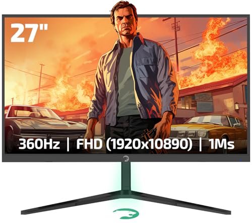 GAMEPOWER Rapid 27 Zoll Gaming Monitor, 360Hz, 1ms, Full HD 1080P, IPS-Panel, HDR, Anti-Glare, Pivot, FreeSync & G-Sync, mit Lautsprecher, höhenverstellbar, Laser-Logo von Game Power