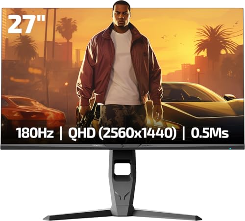 GAMEPOWER Royal T20 27 Zoll Gaming Monitor – 180Hz QHD 1440p 2K IPS Flat Display, 0,5ms Reaktionszeit, HDR400, FreeSync & G-Sync, Computer-Bildschirm für Gamer, HDMI, DP & USB 3.0-Anschluss von Game Power