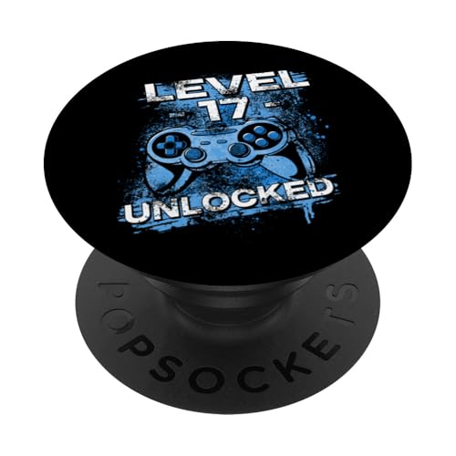 Level Unlocked 17 Jahre | Teenager PopSockets Klebender PopGrip von Gamer Geburtstag Geschenk für Jungs und Zocker