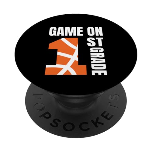 Lustige Spiele am ersten Schultag des Basketballs der ersten Klasse PopSockets mit austauschbarem PopGrip von Games On Grade Basketball Lover Back To School Kid