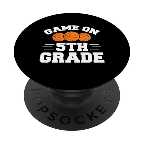 Lustige Spiele am ersten Schultag des Basketballs der fünften Klasse PopSockets mit austauschbarem PopGrip von Games On Grade Basketball Lover Back To School Kid