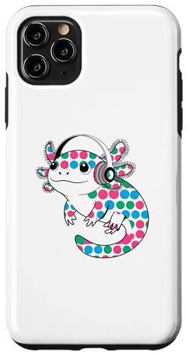 Hülle für iPhone 11 Pro Max Gamer Axolotl Polka Dot Video Games Day Kopfhörer Jungen Jugend von Gaming Axolotl Tee Video Games Boys Girls Gifts