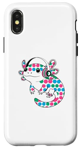 Hülle für iPhone X/XS Gamer Axolotl Polka Dot Video Games Day Kopfhörer Jungen Jugend von Gaming Axolotl Tee Video Games Boys Girls Gifts