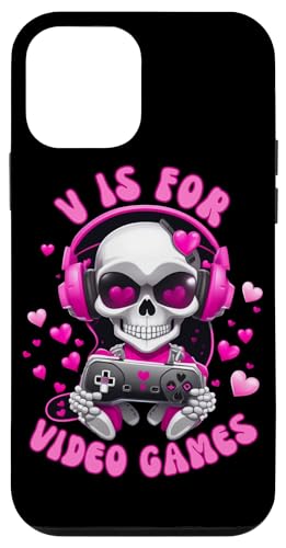 Hülle für iPhone 12 mini V Is For Videospiele Skull Kopfhörer von Gaming Enthusiasts Skull Gamer Fun