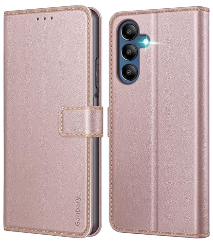 Ganbary Handyhülle für Samsung Galaxy A15 / A15 5G Hülle, Premium Leder Klapphülle [Kartenschlitzen] [Magnetverschluss] [Standfunktion] kompatibel mit Samsung Galaxy A15 Schutzhülle, Roségold von Ganbary